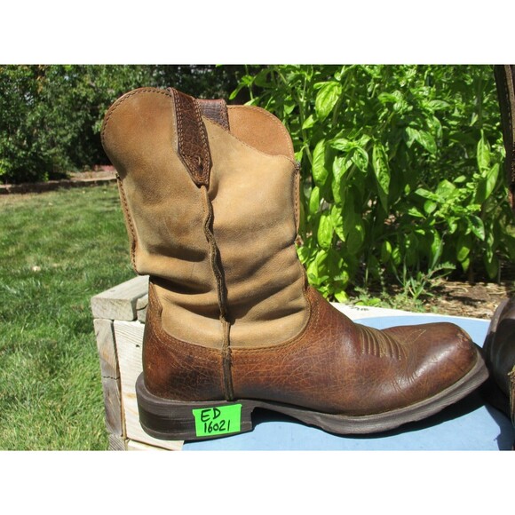 Ariat Rambler Bomber Cowboy Boots Men 8.5 D Brown Leather Square Toe Western - Picture 11 of 16